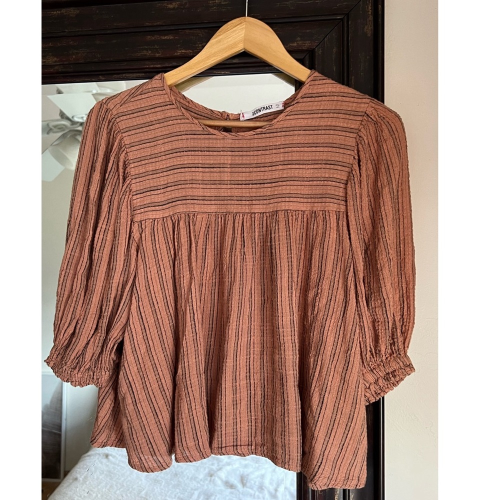 Self Contrast Rust Stripe Top